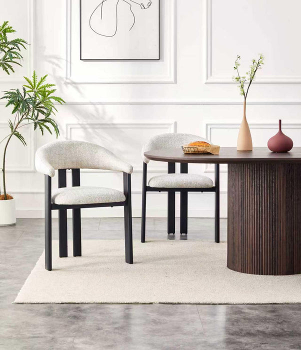 Chaise de Salle à Manger Japandi MOUZ Bouclé Stone