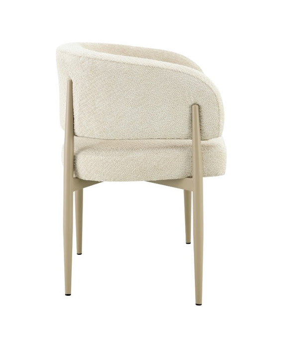 Japandi Eetkamerstoel Quintin Bouclé Creme Set van 2