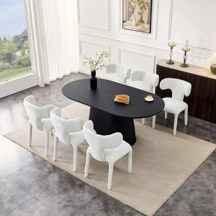 Japandi Eetkamerstoel AVORIA Bouclé Crème Set van 4