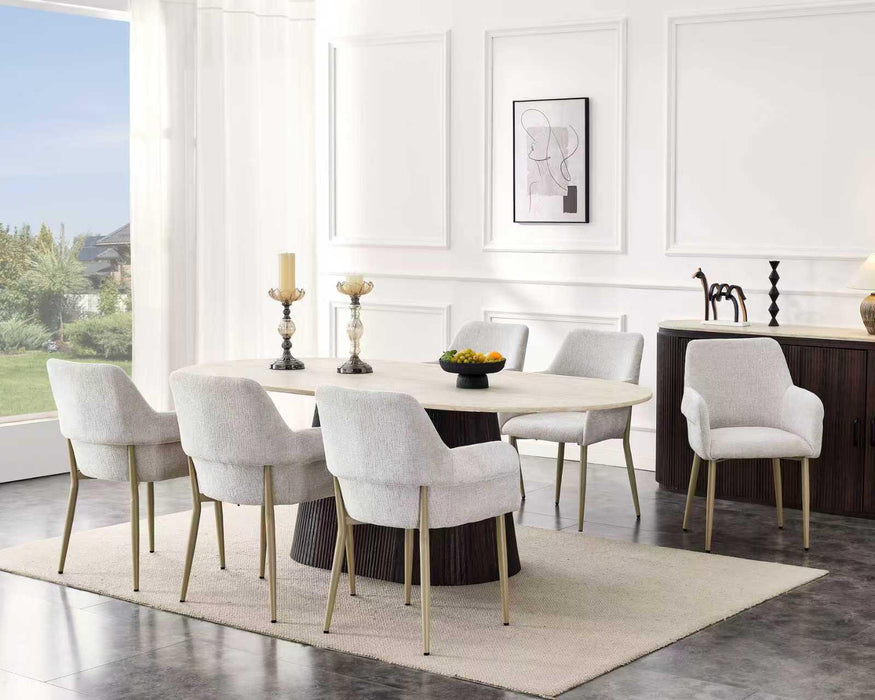 Chaise de Salle à Manger Japandi FLECHE Boucle Stone