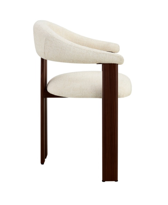 Chaise de Salle à Manger Japandi MOUZ Bouclé Crème