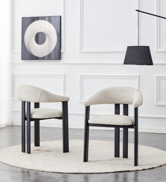 Chaise de Salle à Manger Japandi MOUZ Bouclé Stone