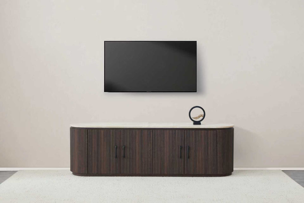 Japandi TV-Möbel Gemont Travertin Look 180 cm