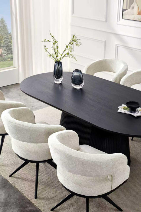 Chaise de salle à manger Japandi Belfort – Bouclé Stone