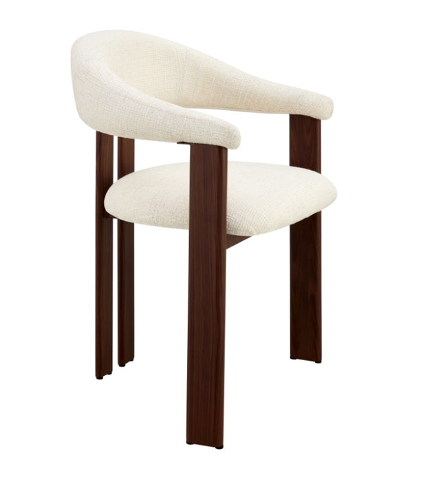 Chaise de Salle à Manger Japandi MOUZ Bouclé Crème