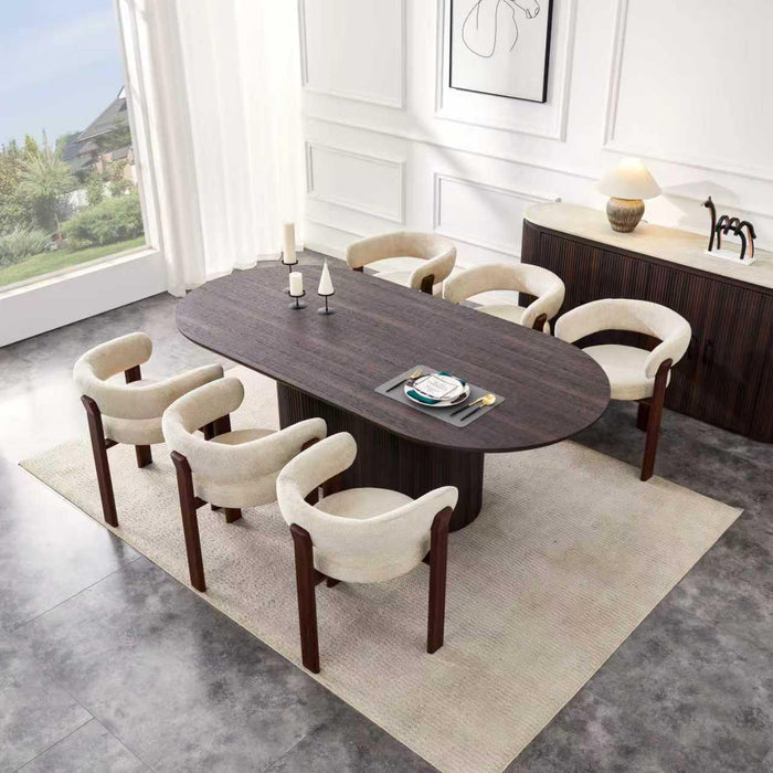 Chaise de salle à manger Japandi CARAT Bouclé Stone