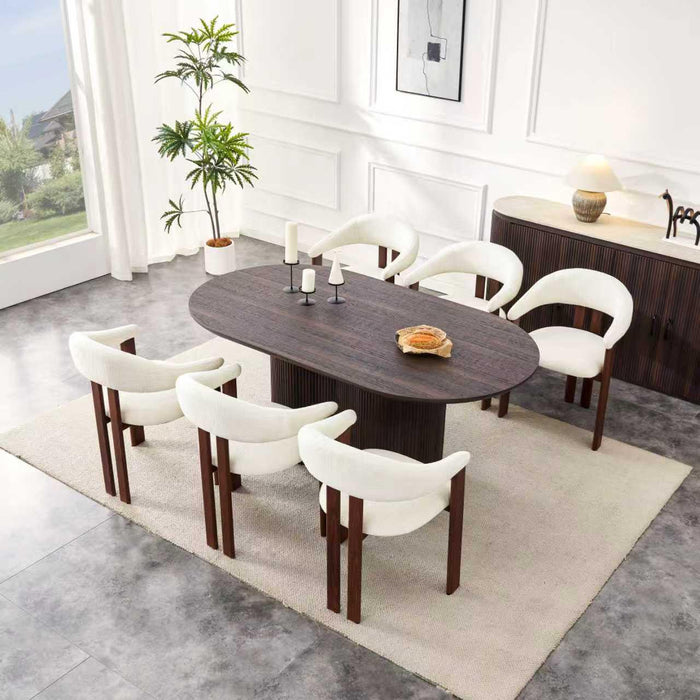 Chaise de Salle à Manger Japandi MOUZ Bouclé Crème