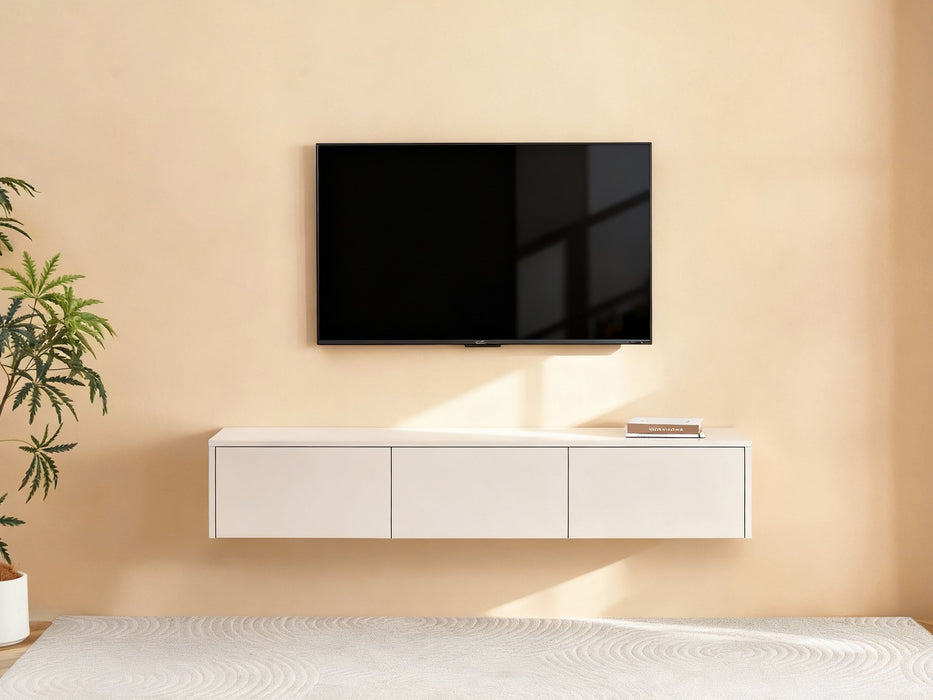 Meuble TV Suspendu Japandi SAUVERN Ivoire 180CM
