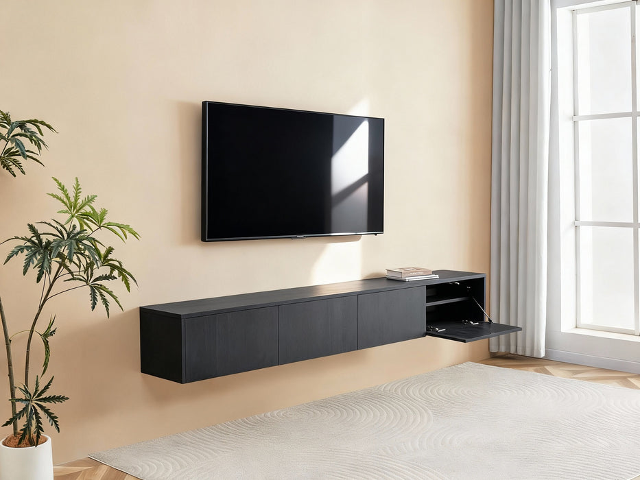 Meuble TV suspendu Japandi VIEUX NOIR 240CM