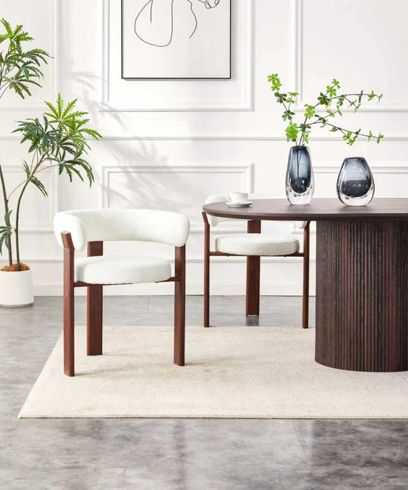 Chaise de salle à manger Japandi CARAT Bouclé Crème