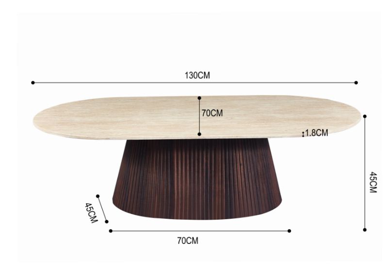 Japandi Salontafel Gemont Travertin Look 130 cm