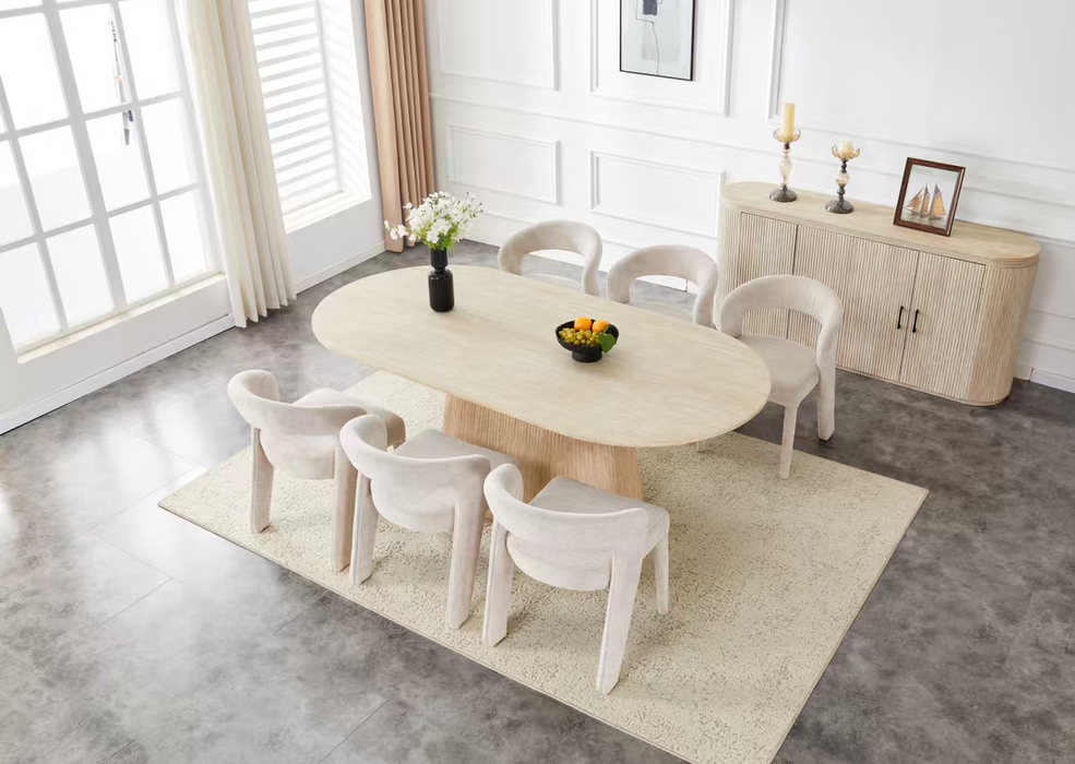 Japandi Eettafel Martin Travertin Look 180 cm