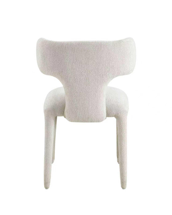 Chaise de salle à manger Japandi AVORIA Bouclé Stone