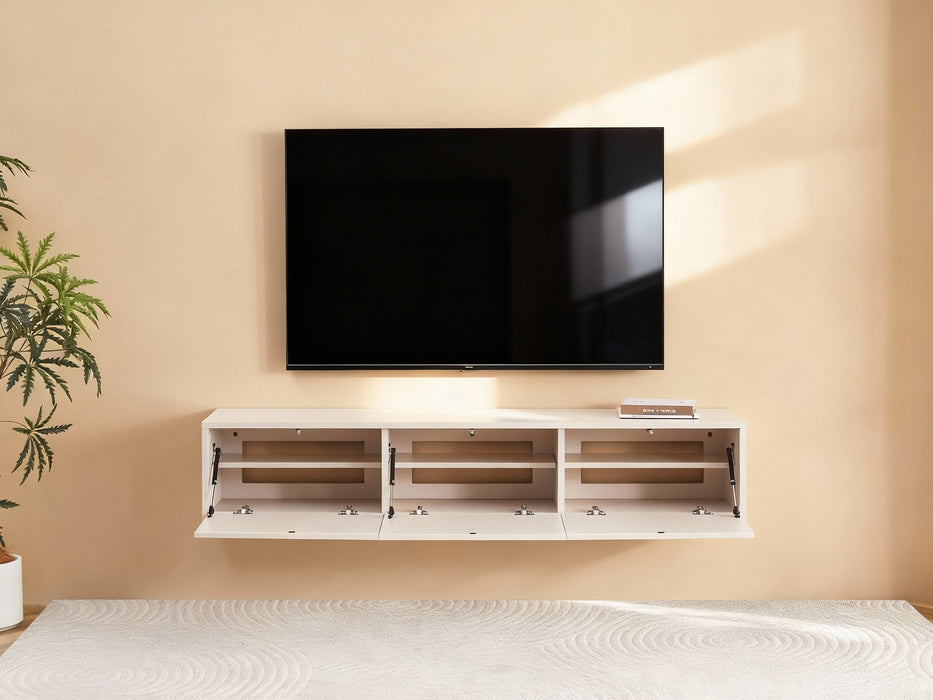 Meuble TV Suspendu Japandi SAUVERN Ivoire 180CM