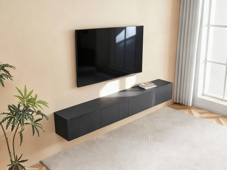 Meuble TV suspendu Japandi VIEUX NOIR 240CM