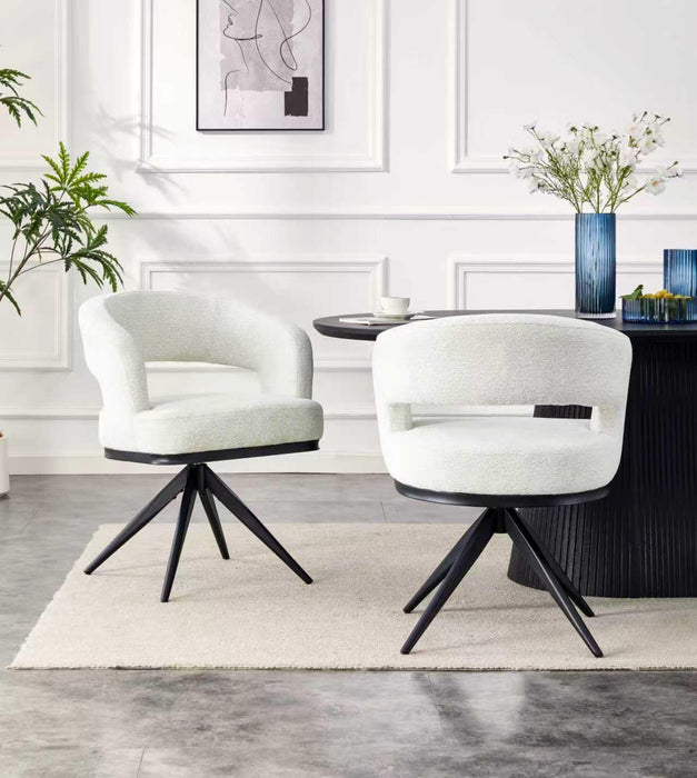 Chaise de salle à manger Japandi Belfort Bouclé Crème