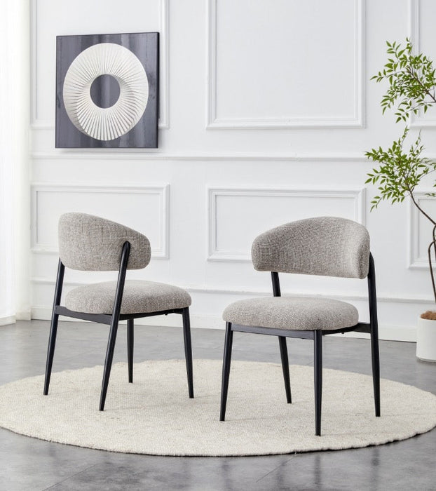 Japandi Eetkamerstoel CHAUM Linnen Taupe Set van 2