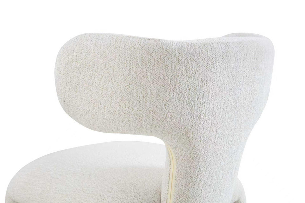 Japandi Eetkamerstoel AVORIA Bouclé Crème Set van 4