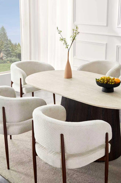 Japandi Eettafel Gemont Travertin Look 180 cm