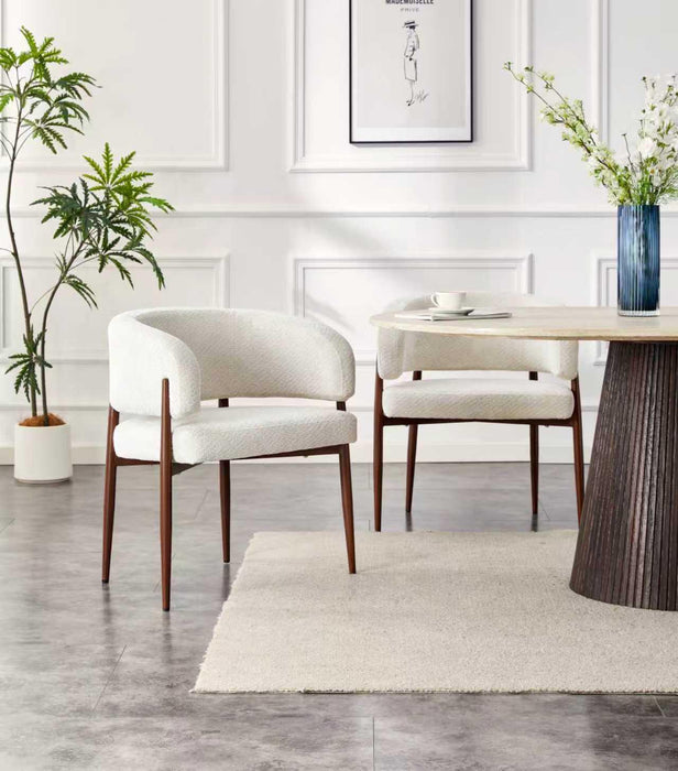 Japandi Eetkamerstoel Quintin Bouclé Stone Set van 4