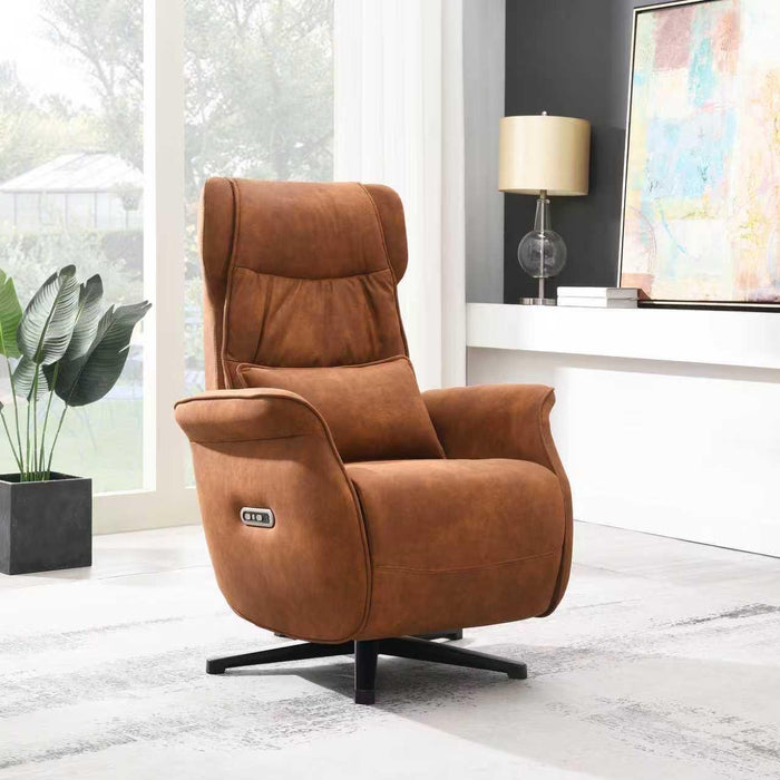 Elektrisch Relax Fauteuil Micro Suede Teron Cognac