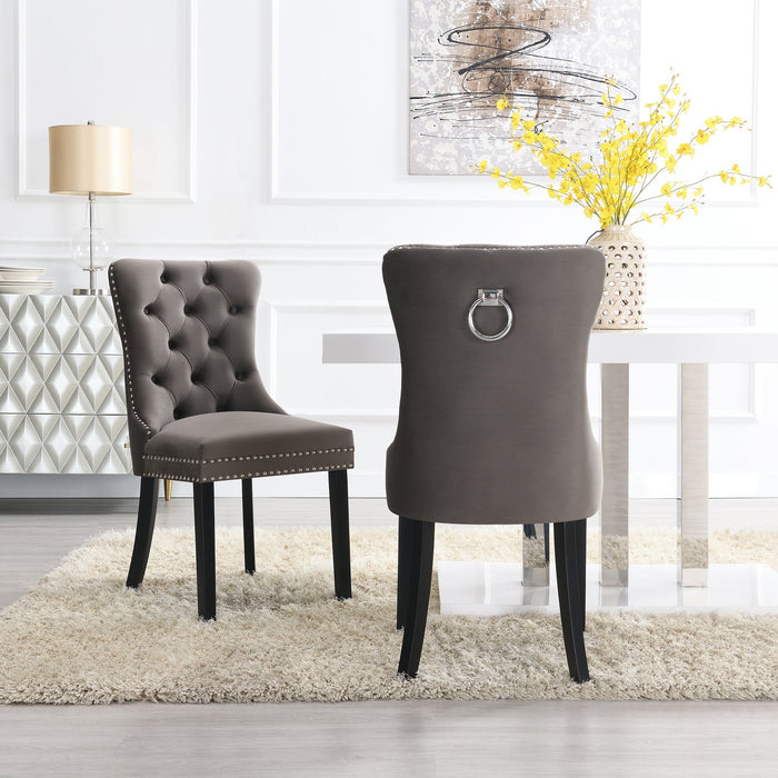 Eetkamerstoel Bains Velours Taupe Set van 2