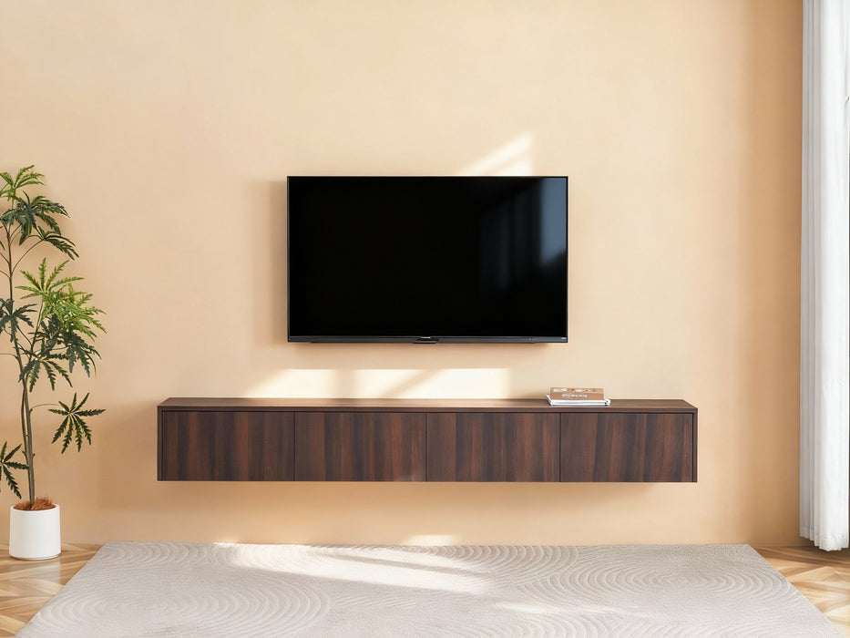 Meuble TV suspendu Japandi VIEUX NOYER 240CM