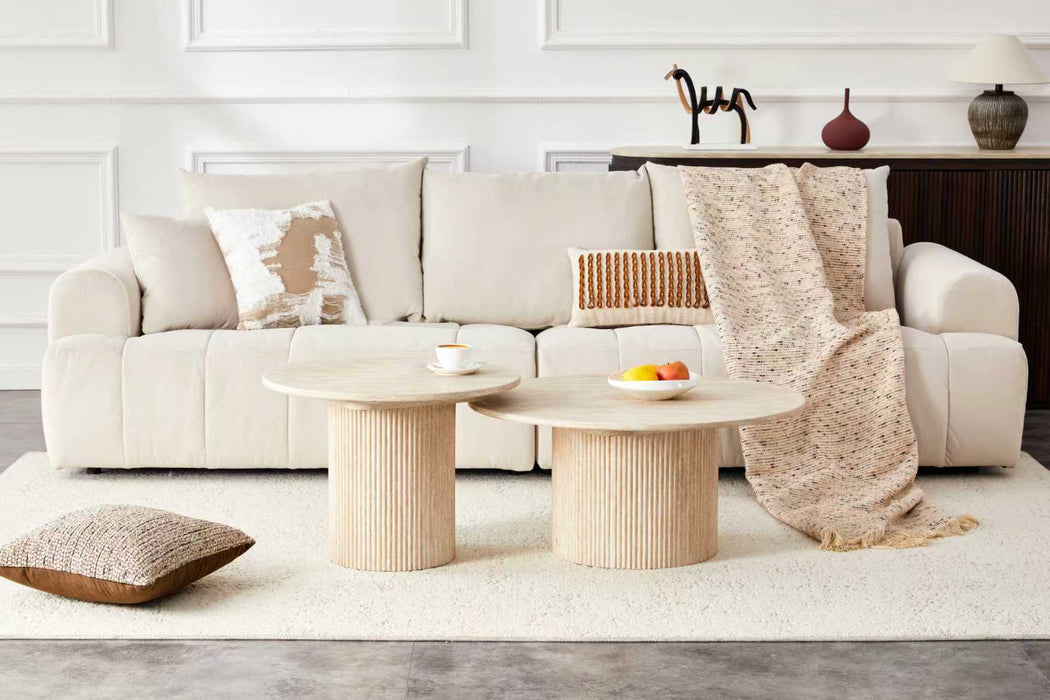 Japandi Salontafel Martin Set 2-in-1  Travertin Look