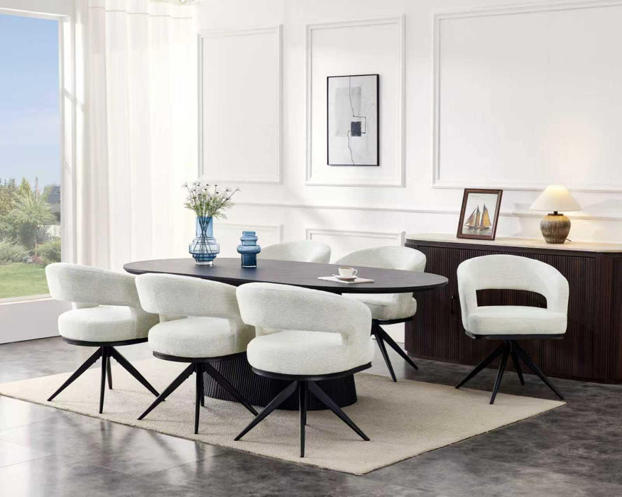 Chaise de salle à manger Japandi Belfort Bouclé Crème