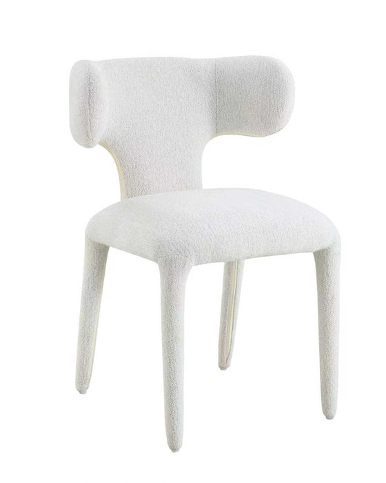 Chaise de salle à manger Japandi AVORIA Bouclé Crème