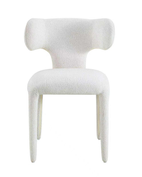 Chaise de salle à manger Japandi AVORIA Bouclé Crème