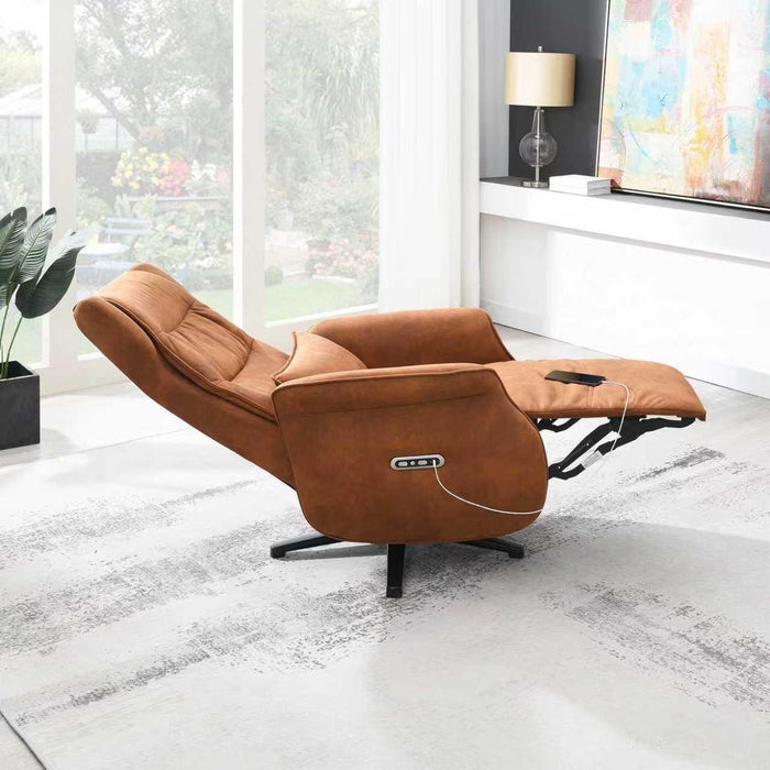Elektrisch Relax Fauteuil Micro Suede Teron Cognac