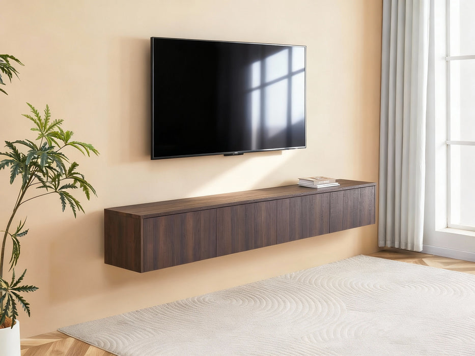 Meuble TV suspendu Japandi VIEUX NOYER 240CM