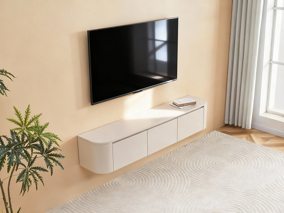 Meuble TV Suspendu Japandi SAUVERN Organique Ivoire 180CM