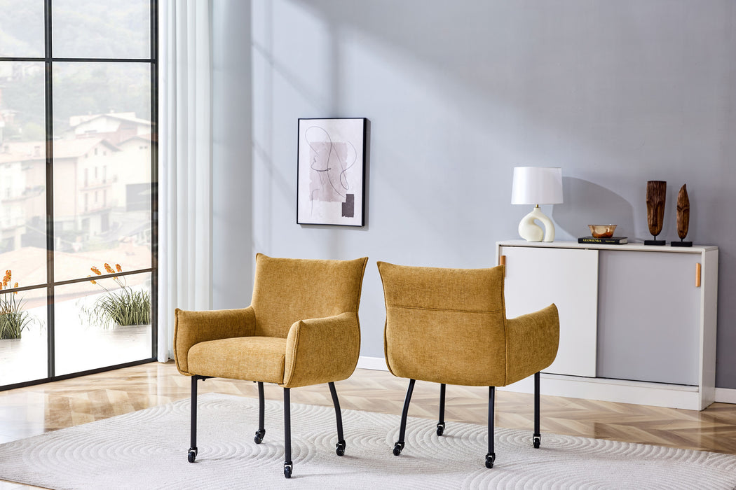 Industriele Eetkamerstoel Ourier Linnen Okergeel