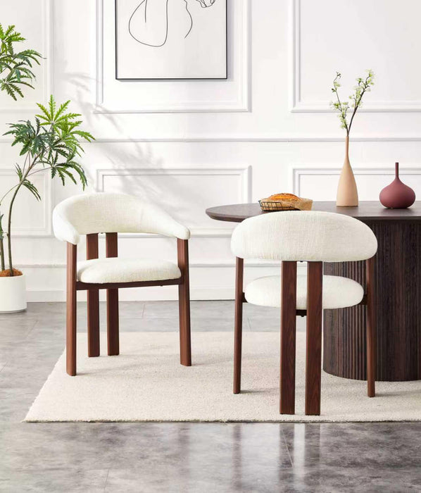 Chaise de Salle à Manger Japandi MOUZ Bouclé Crème