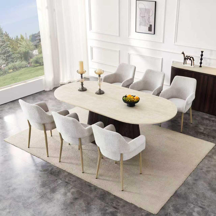 Japandi eetkamerstoel FLECHE Boucle Stone Set van 2