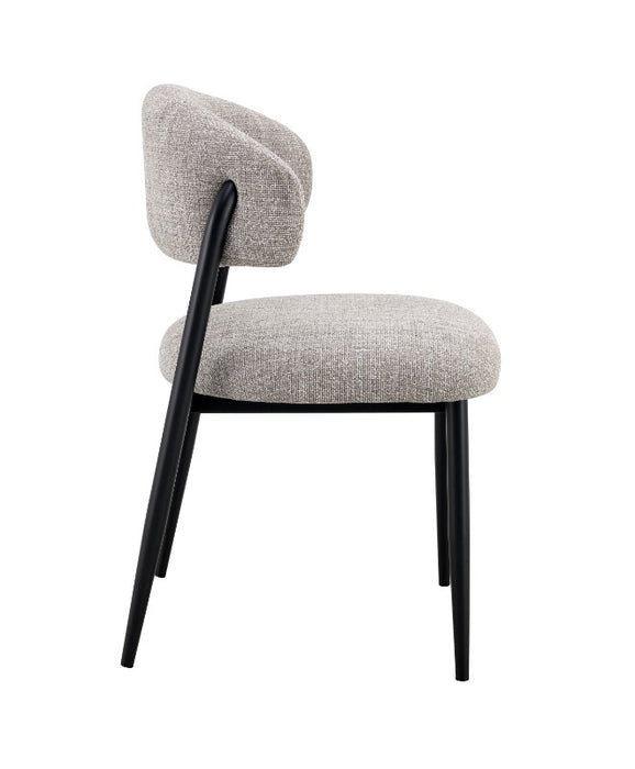 Chaise de salle à manger Japandi CHAUM en lin taupe