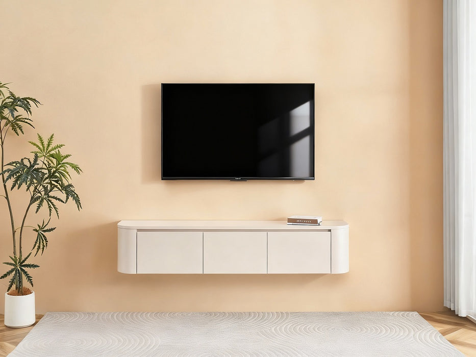 Meuble TV Suspendu Japandi SAUVERN Organique Ivoire 180CM