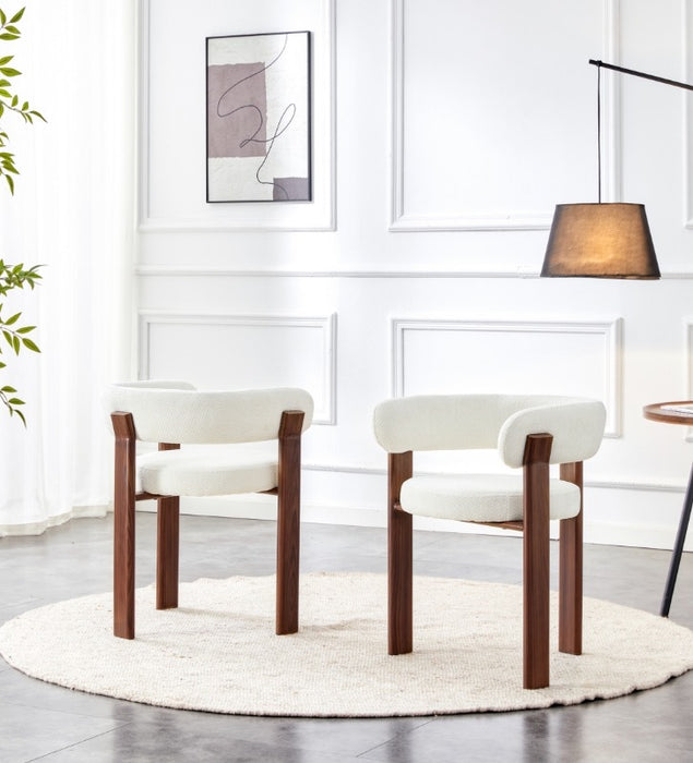 Chaise de salle à manger Japandi CARAT Bouclé Crème