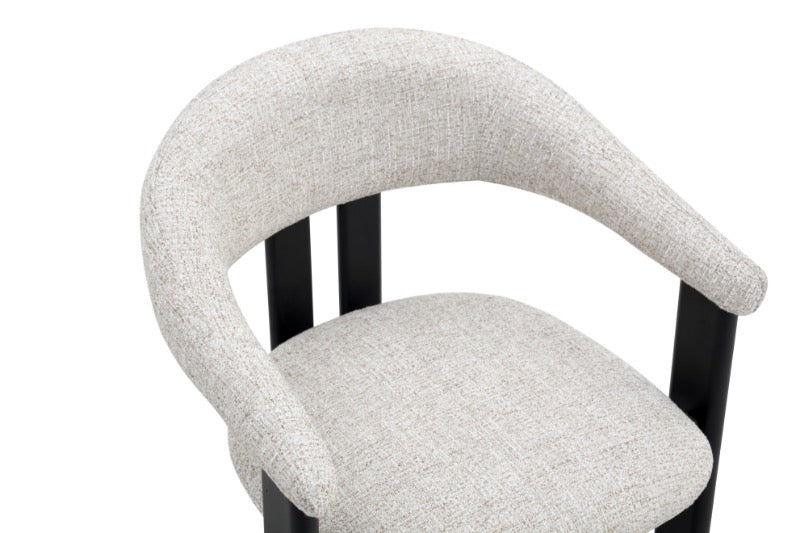 Chaise de Salle à Manger Japandi MOUZ Bouclé Stone