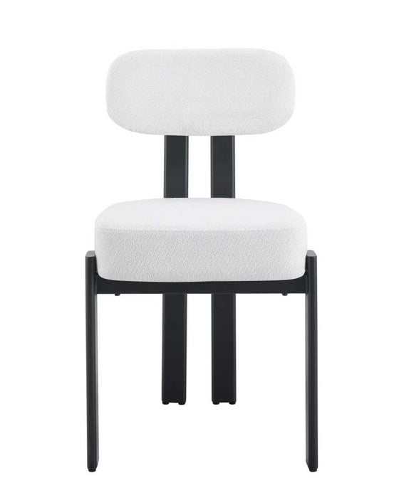 Japandi Eetkamerstoel Caen Bouclé Crème Set van 4