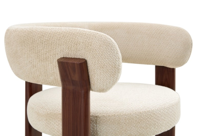 Chaise de salle à manger Japandi CARAT Bouclé Stone