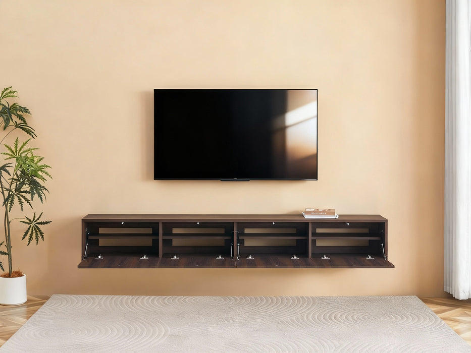 Meuble TV suspendu Japandi VIEUX NOYER 240CM