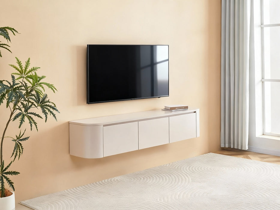 Meuble TV Suspendu Japandi SAUVERN Organique Ivoire 180CM