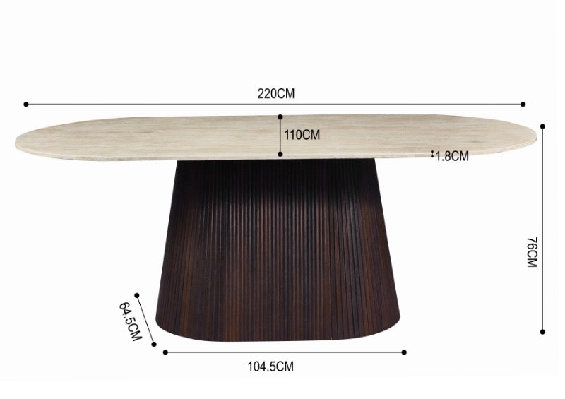 Japandi Eettafel Gemont Travertin Look 220 cm
