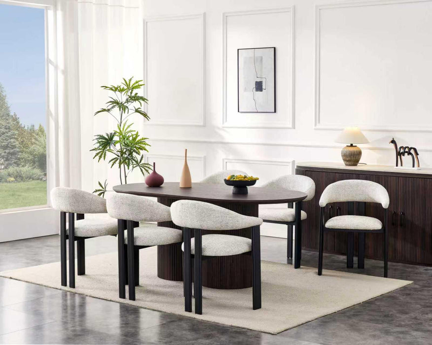 Japandi Eetkamerstoel MOUZ Bouclé Stone Set van 2