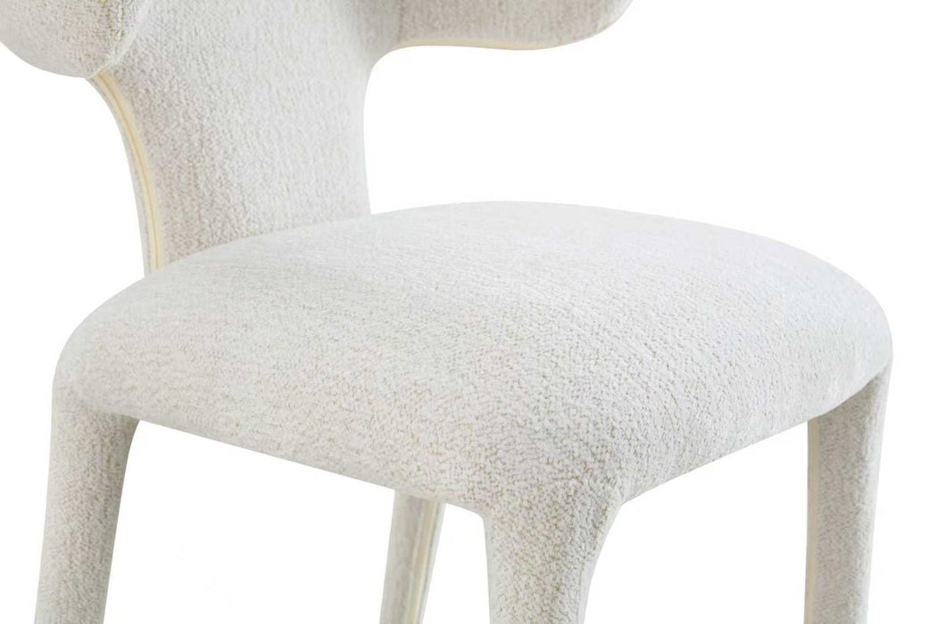 Chaise de salle à manger Japandi AVORIA Bouclé Crème