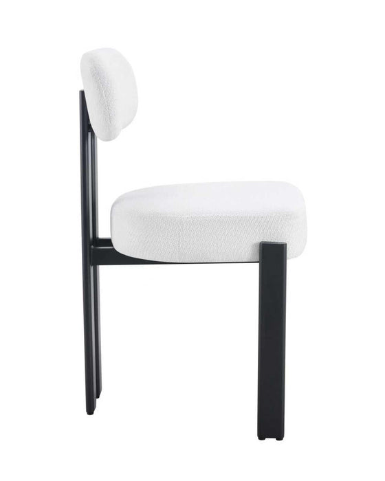 Japandi Eetkamerstoel Caen Bouclé Crème Set van 4