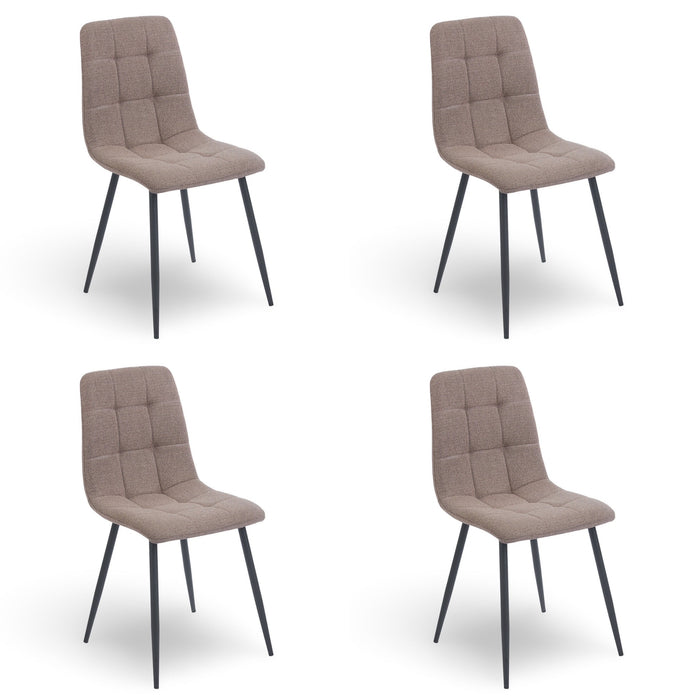 Ensemble de 4 Chaise de salle à manger BOIZY bouclé Taupe